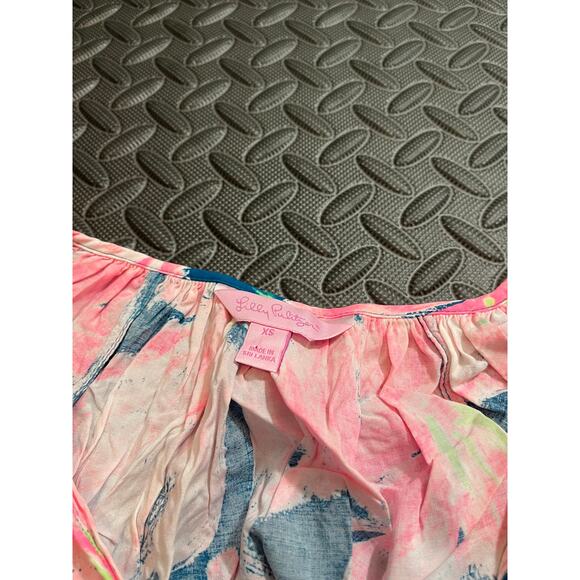 Lilly Pulitzer‎ WILLA FLOUNCE SLEEVE TOP Blouse Womens Size XS Floral - Picture 3 of 8